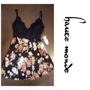 Haute Monde | Black Floral Dress
